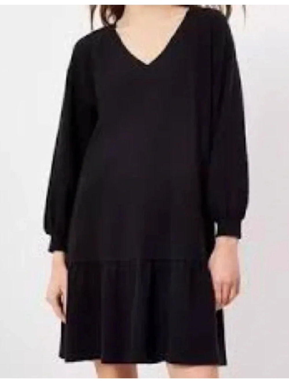 Loft Women’s Black V-Neck Long Sleeve drop waist dress size small
